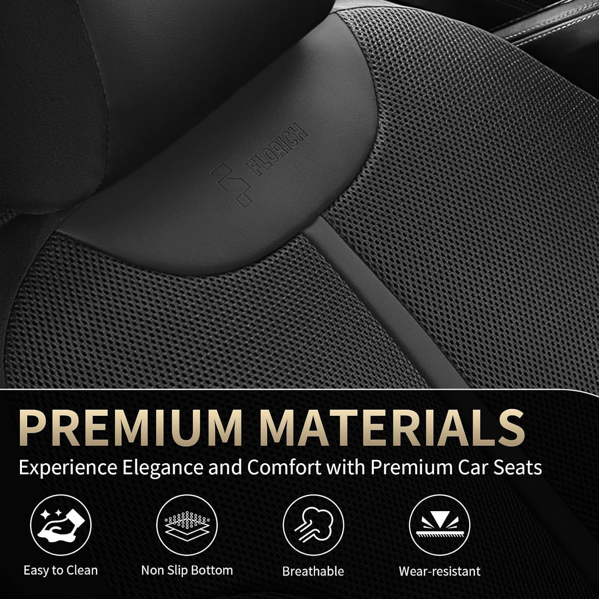 Seat Covers, Car Seat Covers Front Seat, Black Seat Covers for Cars 2 Seats, Breathable Car Seat Protector, Front Car Seat Cushion, Automotive Seat Covers Universal Fit for Most Cars SUV Trucks