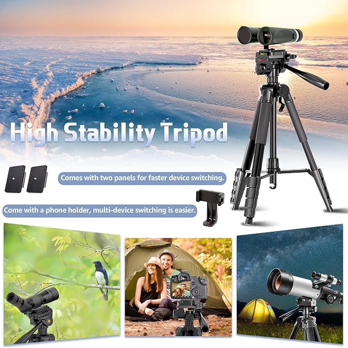 Binocular Tripod, 72” Spotting Scope Tripod Stand