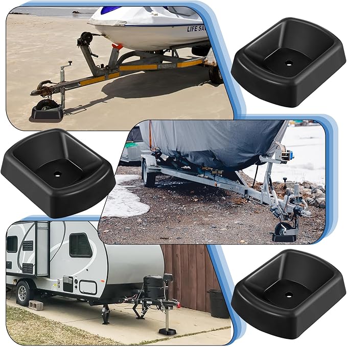 Threehoney 2 Pcs Jack Wheel Chock Rubber Caster Trailer Dock Heavy Duty 6 Inch Stabilizer Single Wheel Stopper Transport for Travel Trailer Cargo Camper Boat Roller Stopper