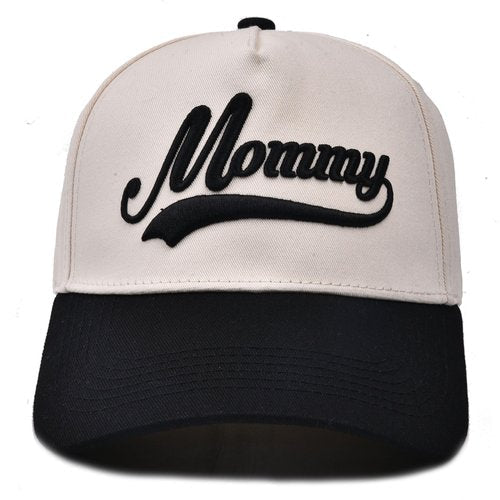 Mom Trucker Hat for Women, Mommy Mama Embroidered Adjustable Vintage Baseball Caps for Casual Wear Beige
