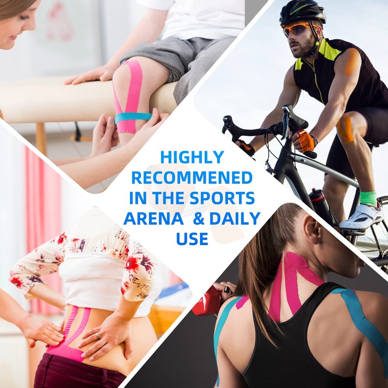 PHYTOP Kinesiology Tape Precut Strips - 4 Rolls Beige (2"x16.4ft) - Waterproof K Sports Tape for Muscle Support, Easy Application, Breathable & Latex Free