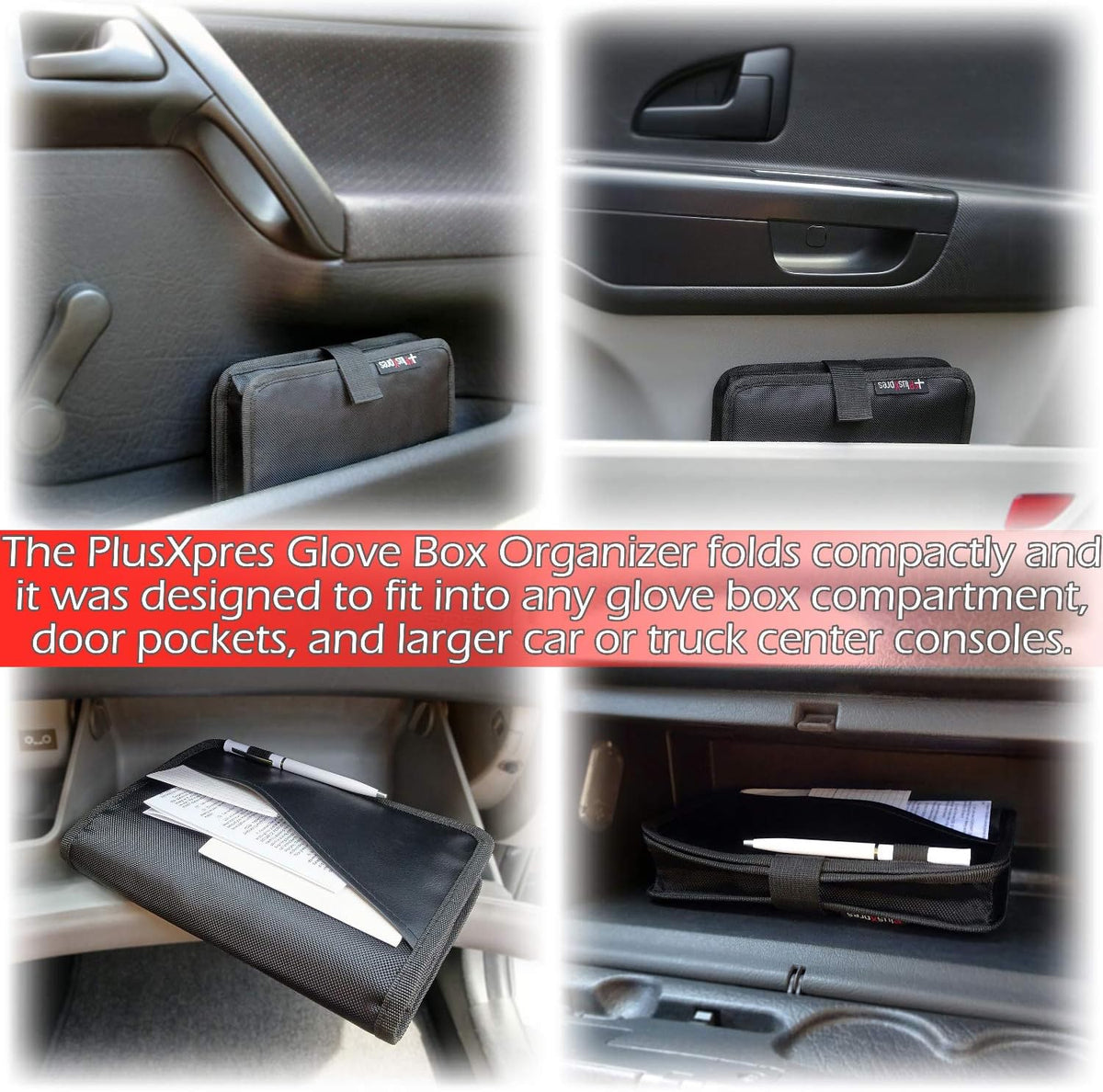 PlusXpres Glove Box Compartment Organizer - Car Document Holder - Blue