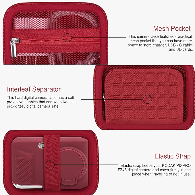 RAIALL Camera Case for KODAK PIXPRO FZ45 Digital Camera, 1* Hard Carrying Case