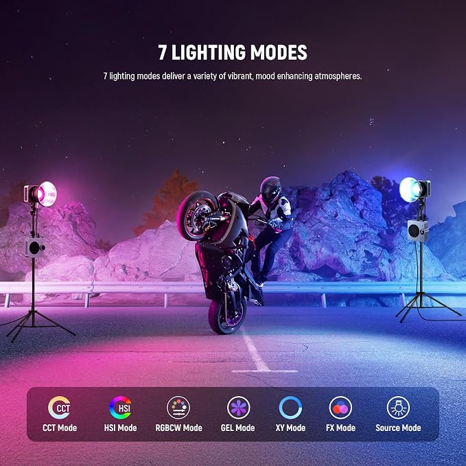 NEEWER HS200C Portable RGB LED Video Light, APP/2.4G/Panel/DMX Control