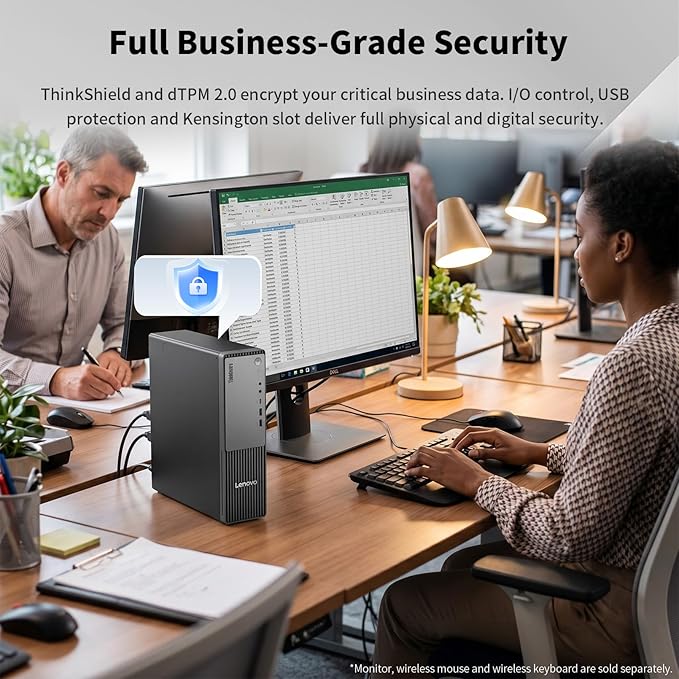 Lenovo ThinkCentre Neo 55s Business SFF Desktop, AMD Ryzen 5 220 (up to 4.9 GHz), 32GB DDR5, 2TB SSD, Support 2-Monitor 4K, HDMI, DP, Wired KB & Mouse, Wi-Fi, Win 11 Pro, 2026 Small PC, w/Bundle