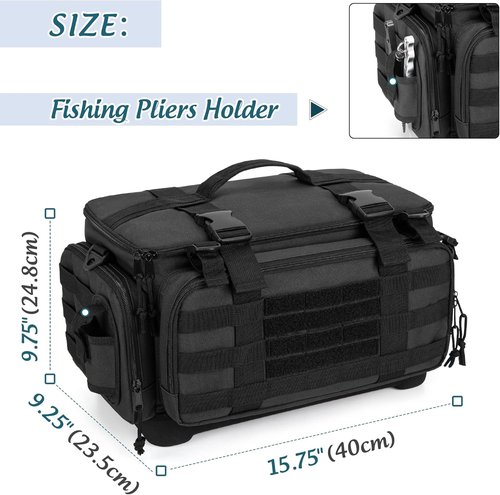 DSLEAF Waterproof Fishing Tackle Box Bag - Soft Storage with Rod Holder & Non-Slip Base for All Waters