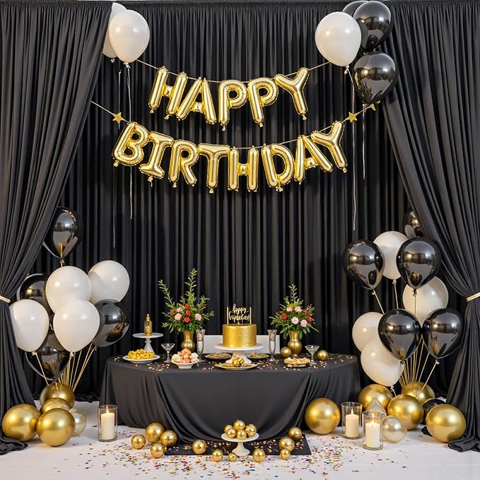 30ftx12ft Wrinkle Free Black Backdrop Curtains