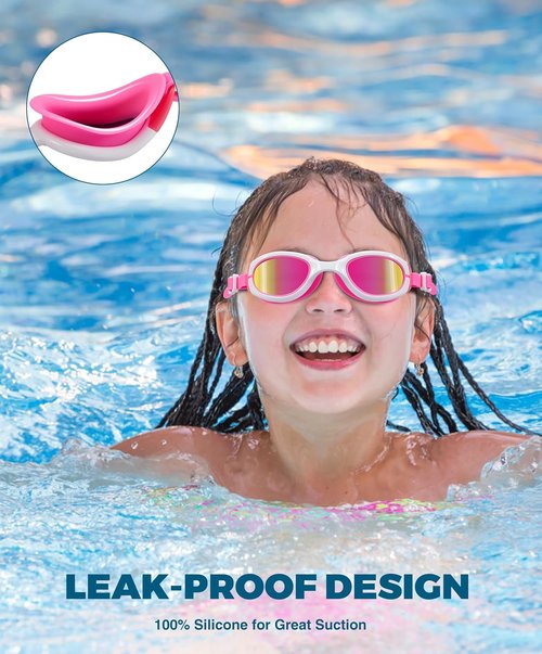 Aegend Swim Goggles - Polarized Anti-Fog UV Protection for Kids Ages 6-11 | Comfortable Fit