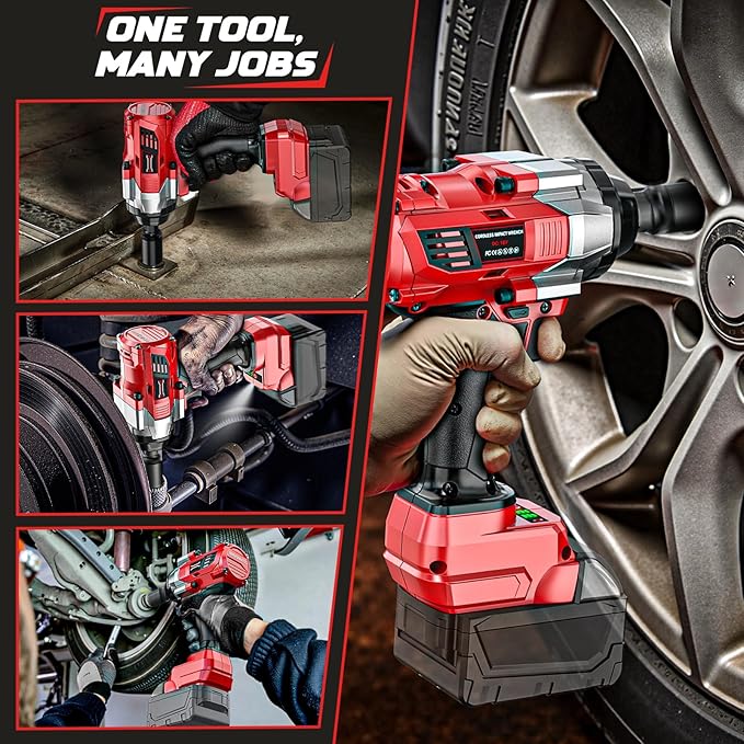 DIYtoolifz Cordless Impact Wrench 1/2” Compatible with Milwaukee 18v Battery(Bare Tool), 1000FT-LBS High Torque Impact Driver, Electric Impact Gun with LED Light, Variable Speeds, 4-Speed Control