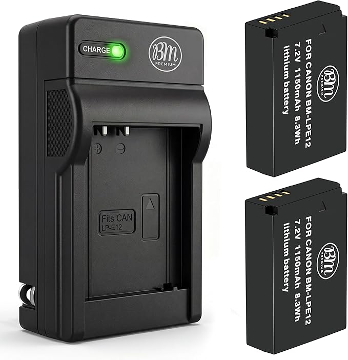 BM Premium 2-Pack of LP-E12 Batteries and Charger