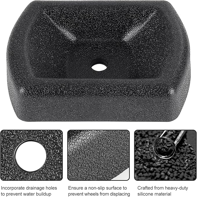Jack Wheel Chock, Heavy Duty Reinforced Rubber Jack Caster Wheel Dock for Caravans and Trailers, Wheel Chock Stabilizer Wheel Stopper for 6 Inch Jockey Wheels