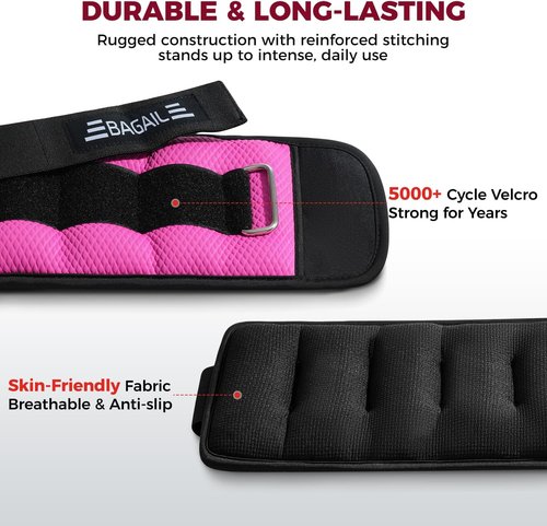 BAGAIL 10 lb Weighted Vest - Black | Ankle & Wrist Weights 2 lb - Pink for Enhanced Workouts