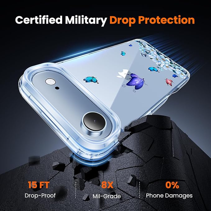 toushion 3 in 1 for iPhone Air Case Clear Printed Design | Yellowing-Resistant