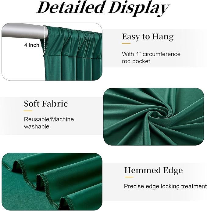 50ft x 12ft Wrinkle Free Hunter Green Backdrop Curtains