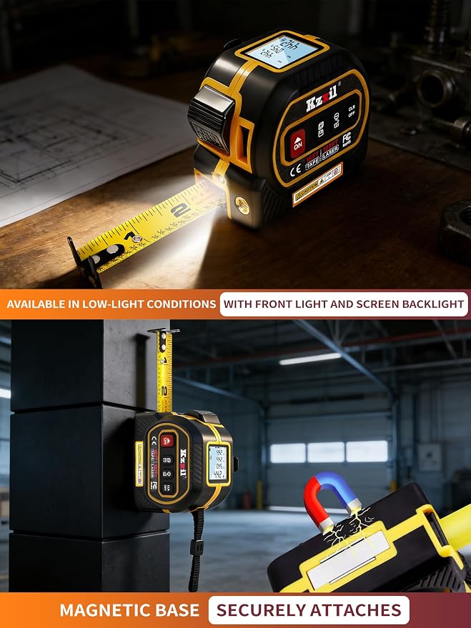 4-in-1 Tape Measure 196ft Laser Tape Measure 16ft Manual Tape