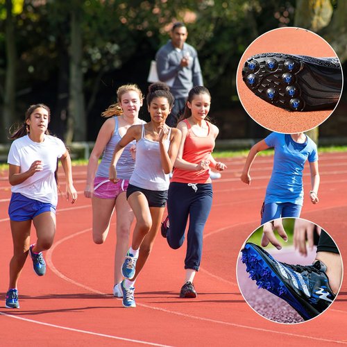 JULMELON 120pc 1/4" Carbon Steel Track Spikes with Spike Wrench, Replacement Spikes for Sprint, Short Running Track Shoes (Blue)