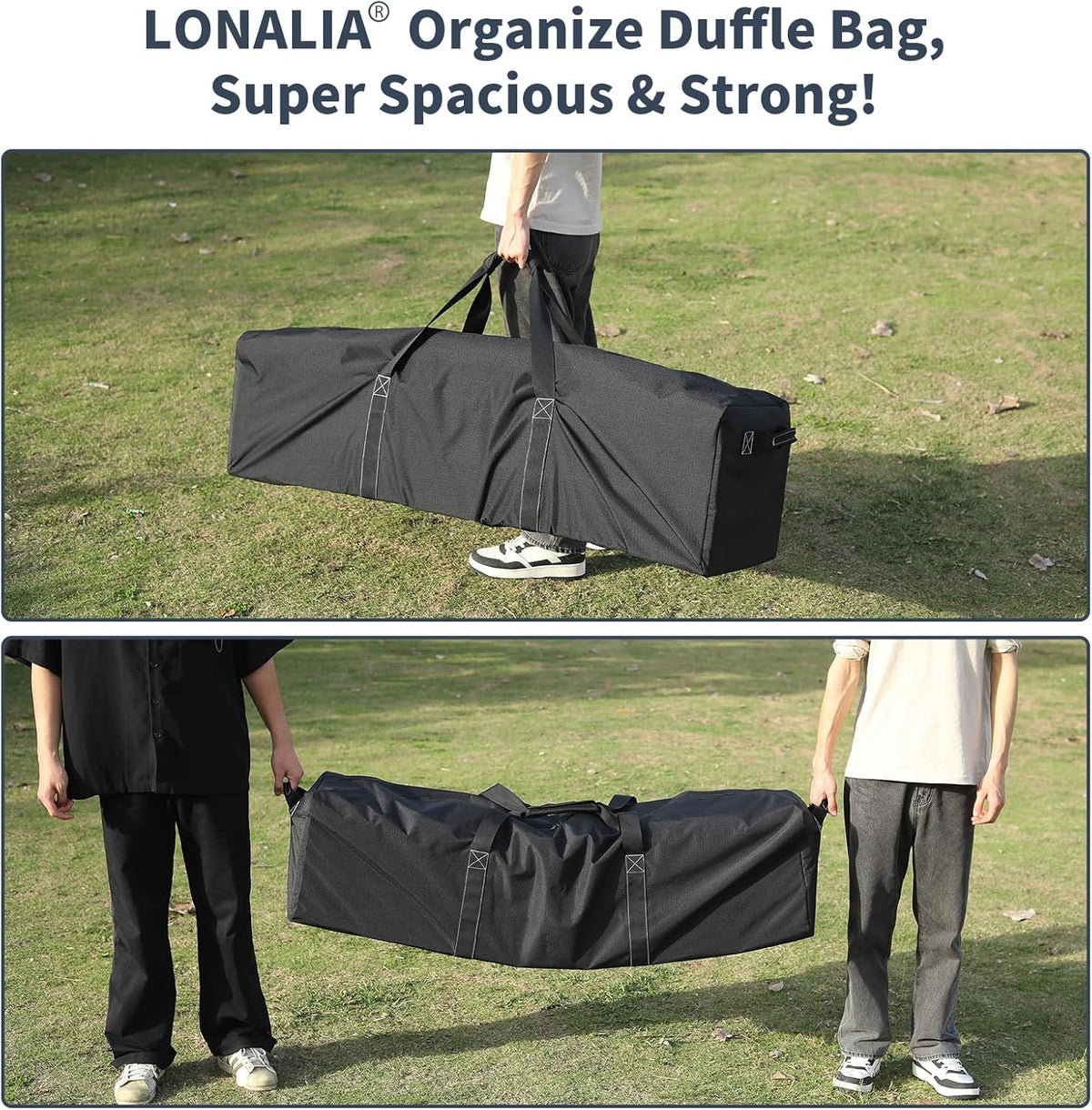 Skiennix 48 Inch Duffle Bag - Extra Large 165L Heavy Duty Travel & Camping Storage Bag | Black