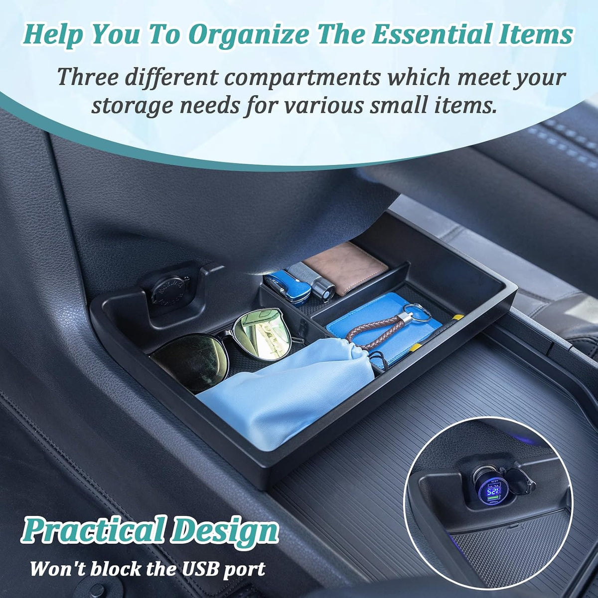 TOPINSTALL New Console Bottom Organizer for 2021-2026 Toyota Sienna