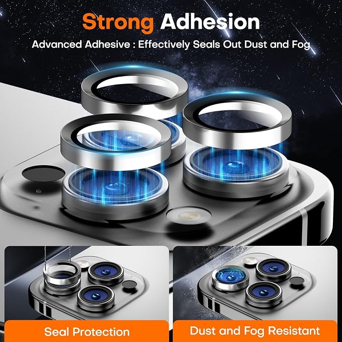 for iPhone 15 Pro/15 Pro Max Camera Lens Protector, Tempered Glass Screen