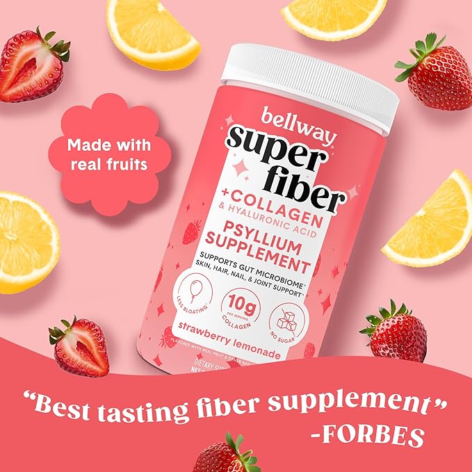 Bellway Super Fiber Powder + Collagen, Strawberry Lemonade Super Fiber Gummies Bundle