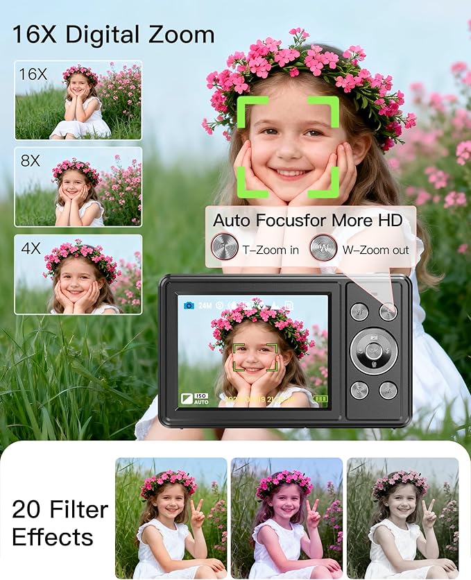 Digital Camera, FHD 1080P Point and Shoot Camera