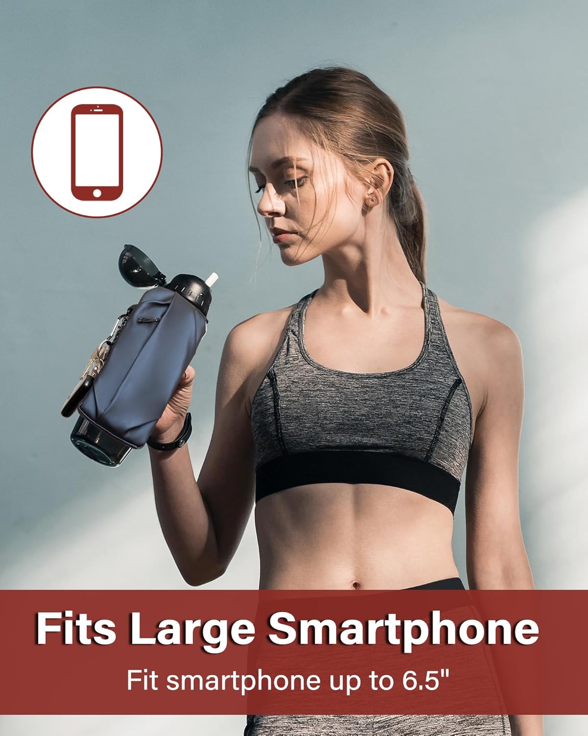 Skiennix Gym Water Bottle Caddy - Versatile Sleeve Bag with Phone Holder & Wallet for Running