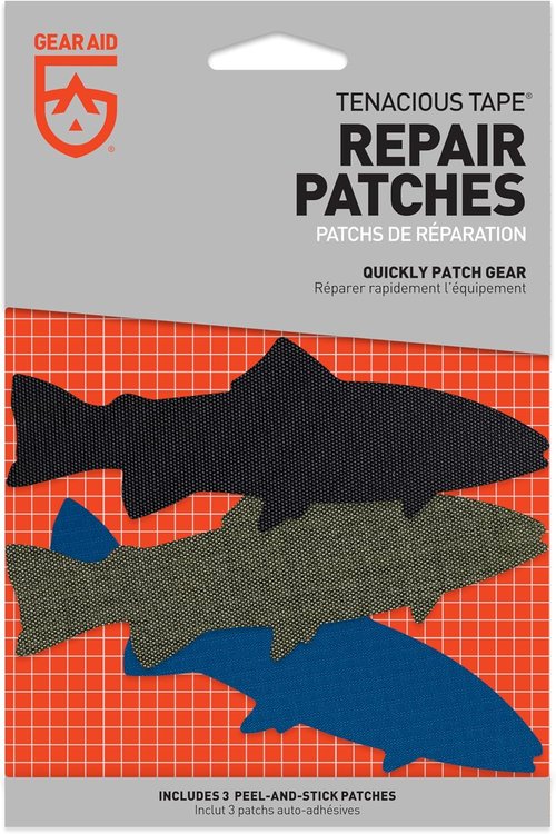 GEAR AID Tenacious Tape Repair Patches - Peel-and-Stick Nylon Patches for Outdoor Gear - Fix Rips & Tears, 3 Patches