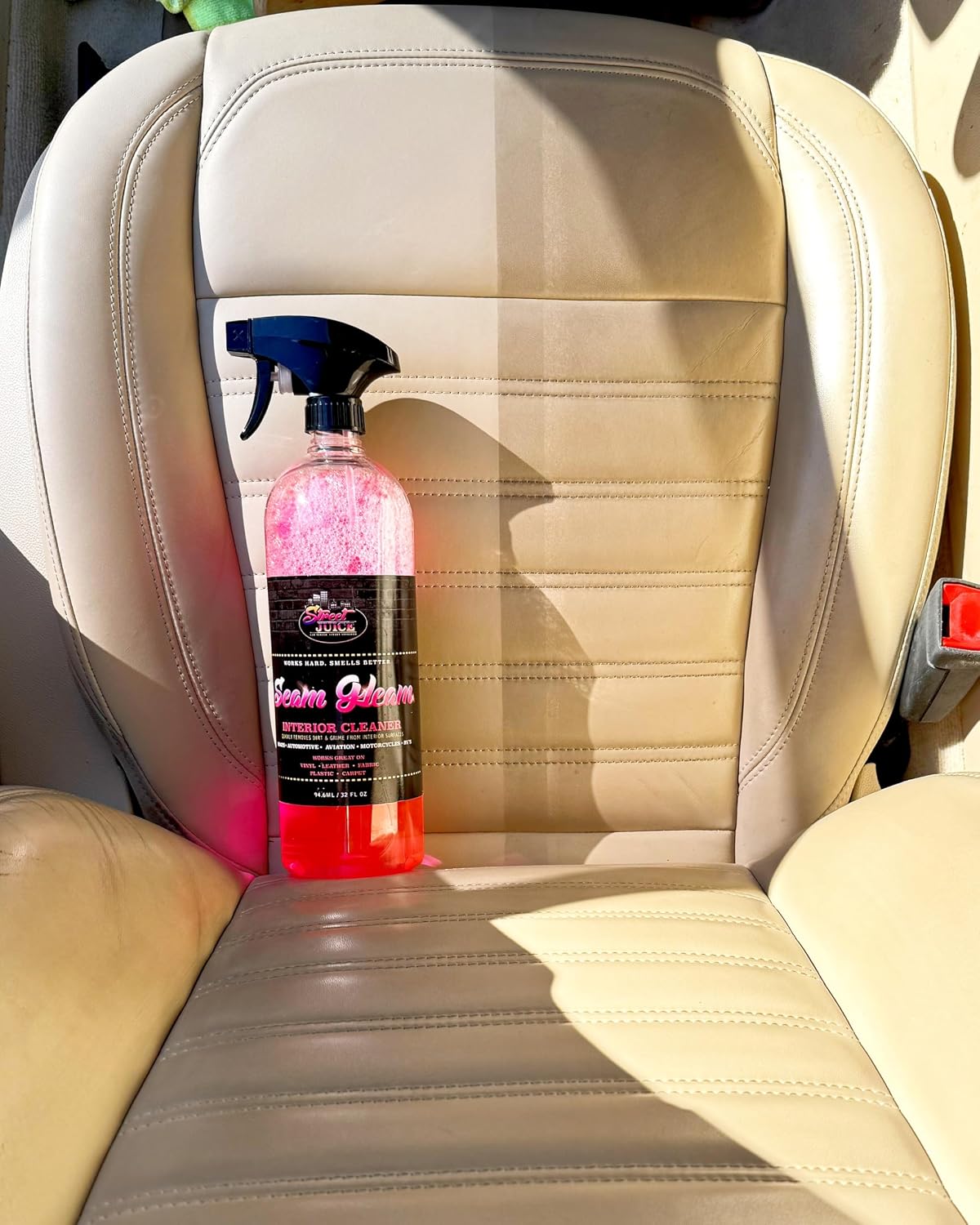 Seam Gleam SG-16 Street Juice Products Interior & Upholstery Cleaner Safe Leather, Vinyl, Plastics, Trim, Carpet, Fabric & More Car, Truck, Boat, Home 16 Fl Oz