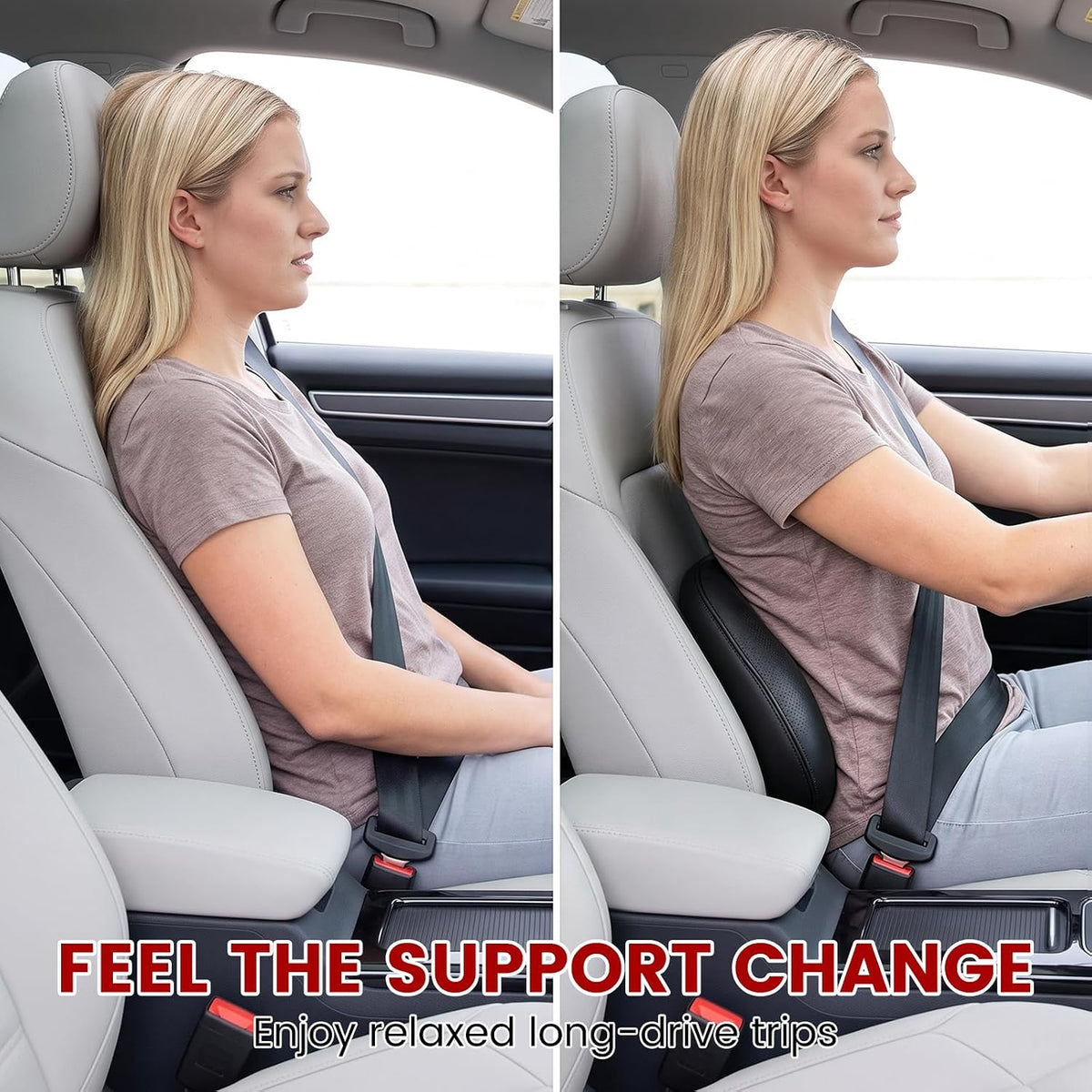 Fodeuxp Universal Memory Foam Car Lumbar Support Pillow, Brown
