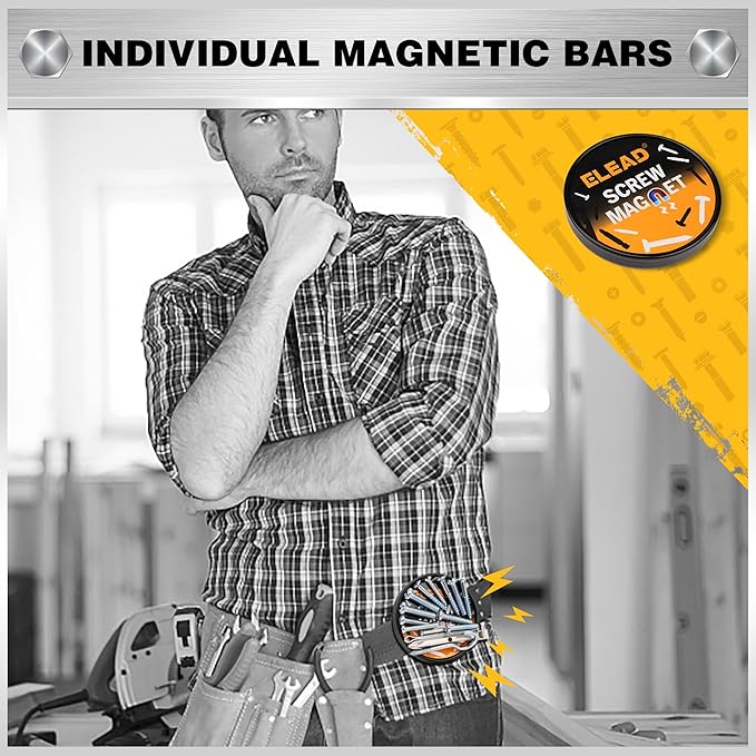 ELEAD 6-Piece 12" Magnetic Tool Holder Storage Organizer - Wall Mount Rack Garage Organization Power Magnet Hanger Workbench Board Slatwall Van Organizers Mounted Hanging Strip