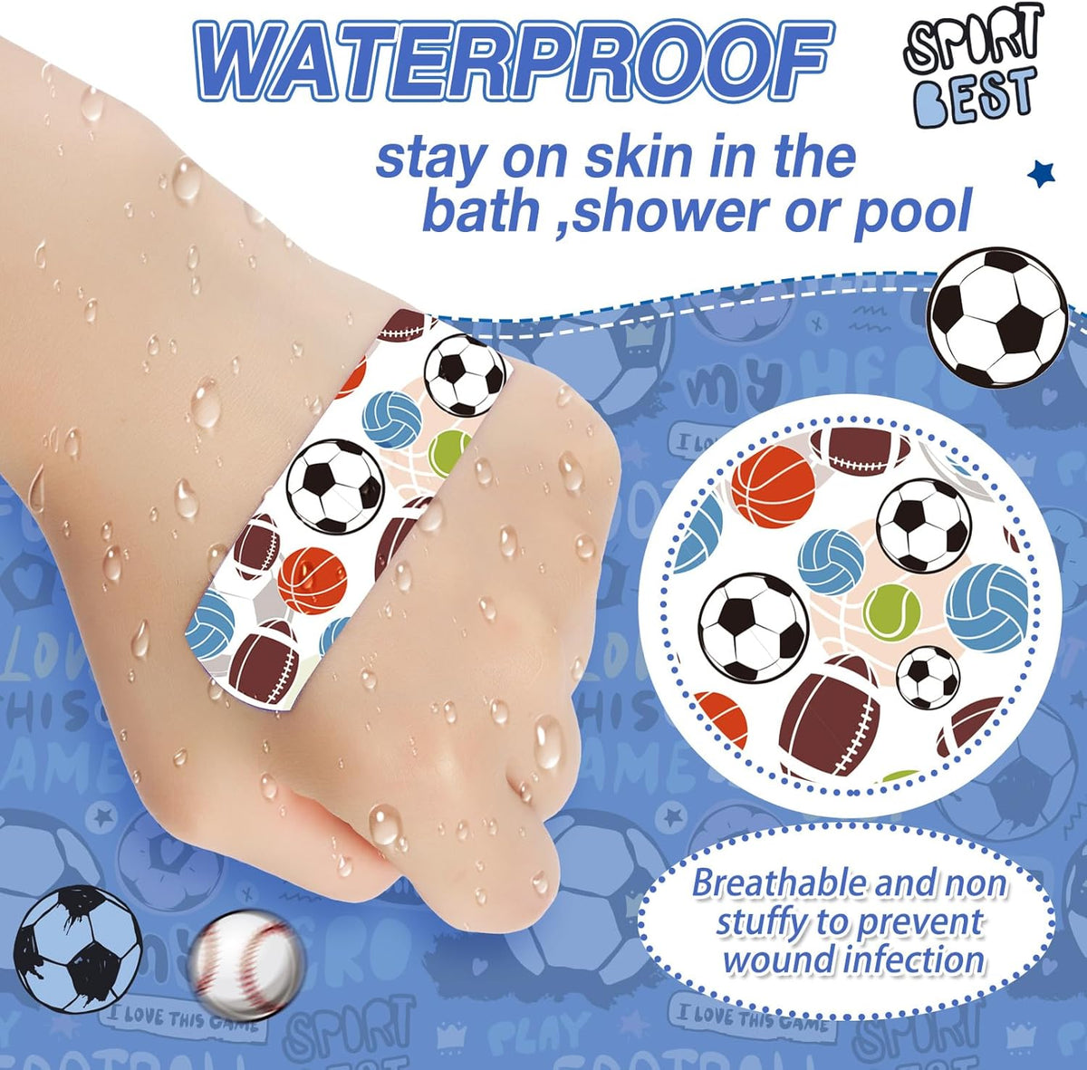 Patelai Kids Bandages - 10 Colorful Styles, Waterproof & Breathable Adhesive Protection for Cuts