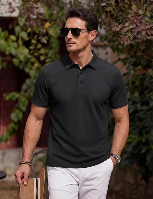 MAGNIVIT Men's Polo Shirt - Short Sleeve Cotton Pique | Moisture-Wicking Performance Golf Tee