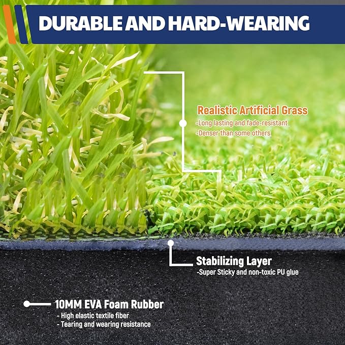 JAYA Golf Hitting Mat with Heavy Rubber Base, Foldable Golf Practice Mat for Indoor and Outdoor Training, Fairway & Rough Turf for Swing and Chipping