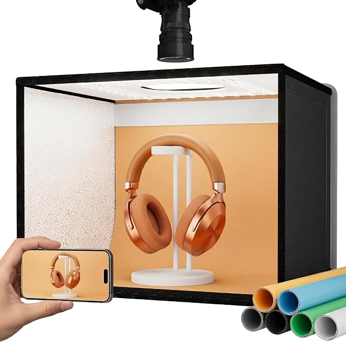 RALENO 16"x12" Photo Light Box Photography, 24W Foldable Photo Studio Light Box