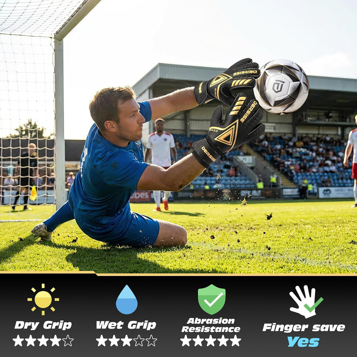Regine Switzerland Goalkeeper Gloves - 4mm Latex Anti-Slip Grip, Finger Protection for All Weather