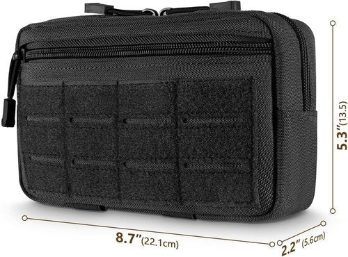 MOLLE Tactical Admin Pouch - Laser Cut Utility Bag with US Flag Patch & Keychain for Gear Organization