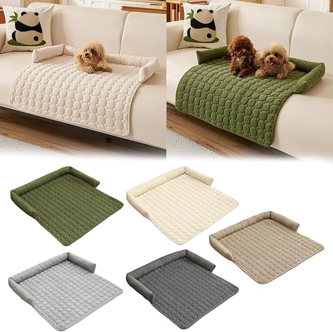 Luxurious Calming Dogs/Cats Bed Mats, Dog Couch Covers Protector, Dog Bed Fluffy Plush Mat for Furniture Protector with Removable Washable Cover for Large Medium Small Dogs and Cats (Green)