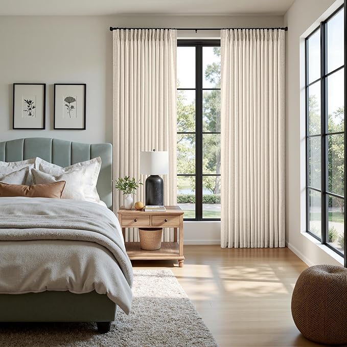 Memory Trained Pinch Pleated Curtains 84 Inches Long, Viral Linen Pinch Pleat