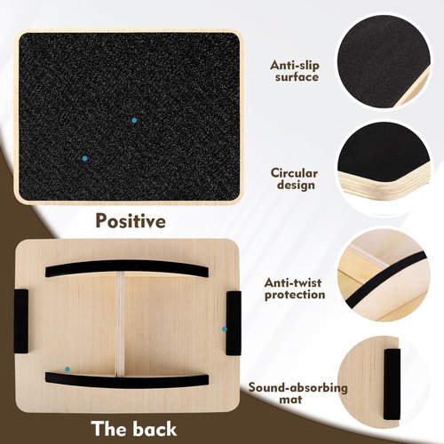 Balance Board for Adults-Anti-Slip Wobble Board for Physical Therapy, Office Balance Beam, Core Strength Trainer-Wooden Rocker Board