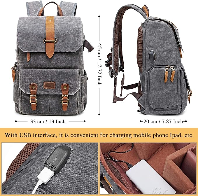 UBAYMAX Camera Backpack, DSLR SLR Waterproof Canvas Camera Bags Rucksack 15.6