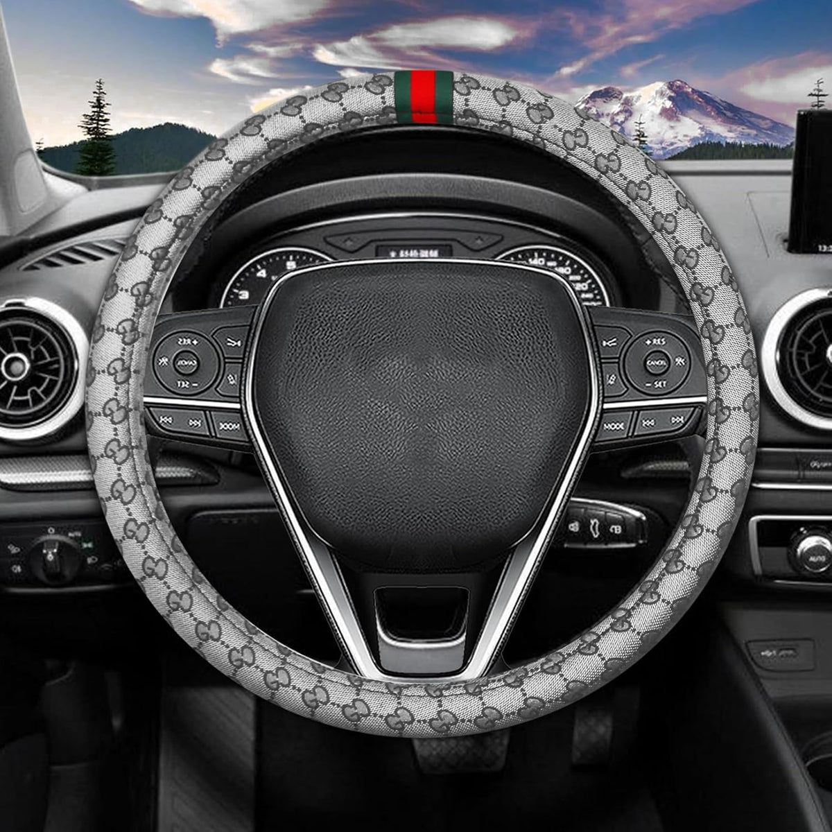 7PCS Steering Wheel Cover Set for Women, Car Accessories
