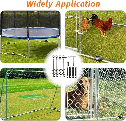 Fabulas Ground Anchors - Heavy-Duty 16-Inch Trampoline Stakes for High Winds | 4-Pack Tie Down Kit