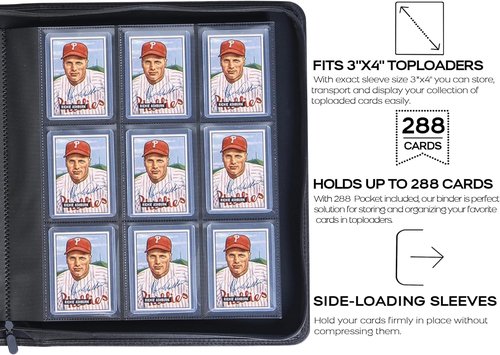 D DACCKIT Top Loader Binder - Holds 288 Trading Cards | 9-Pocket Classic Black Design
