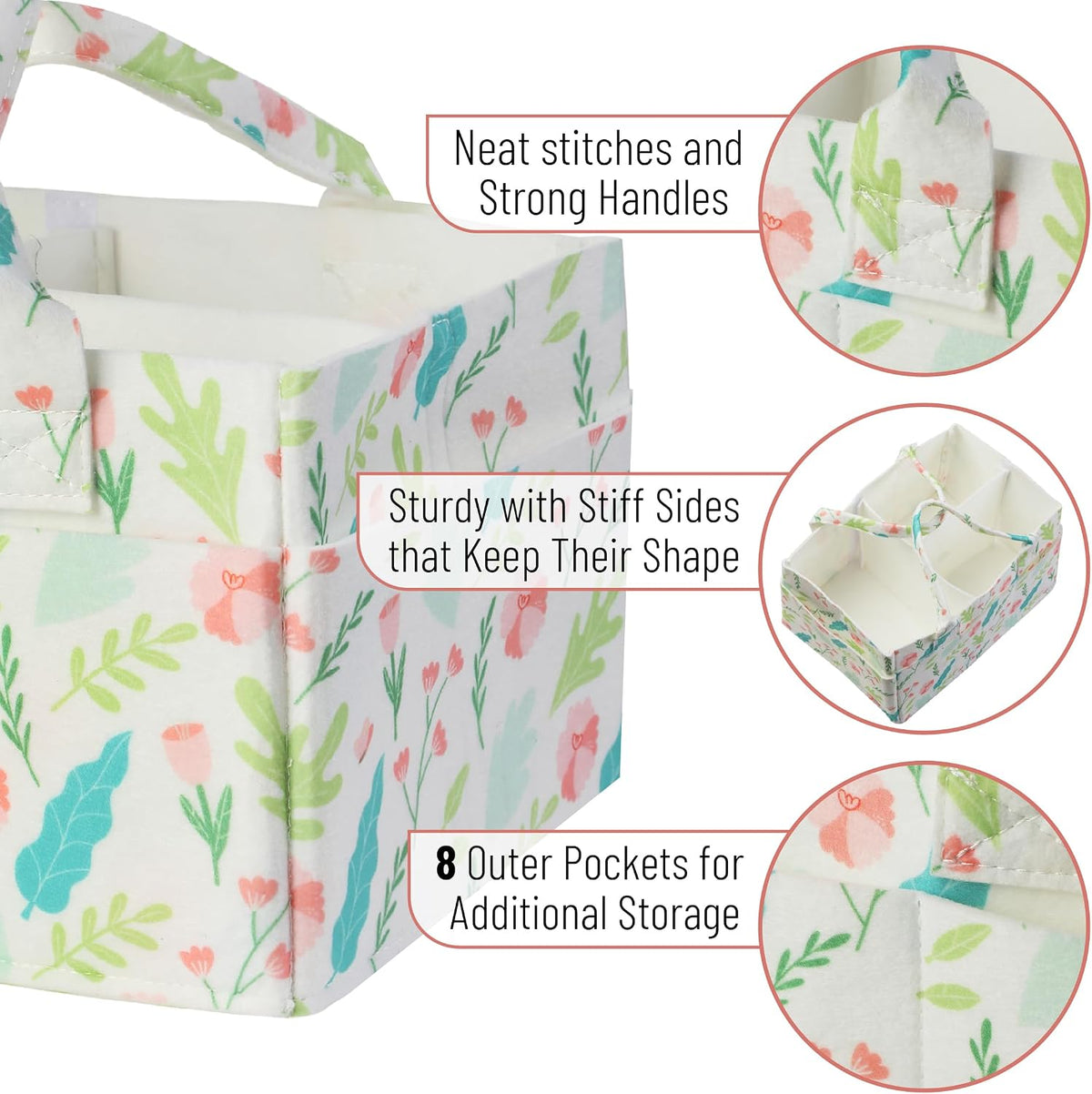 Mr. Pen- Baby Diaper Caddy Organizer, Blooming Palette | Nursery Storage Bin and Car Organizer for Diapers and Baby Wipes