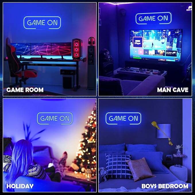 Kavaas Gaming Neon Sign, Game On Neon Sign