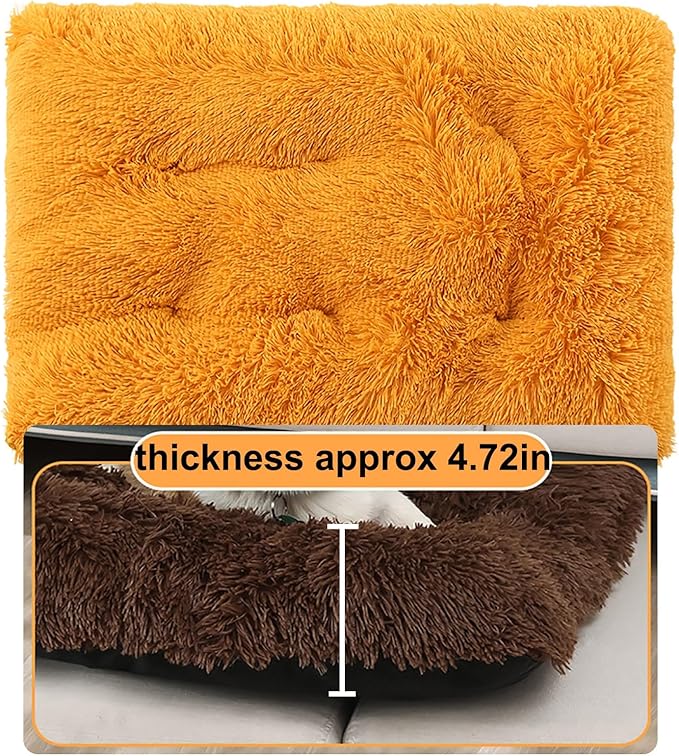 Dog Crate Mat, Dog Bed for Large Dogs, Comfy Fluffy Kennel Pad Anti-Slip for Dog beds & Furniture, Quilted Dog Bed for Pets for Medium/Small Dogs Cats (Color : Yellow, Size : 36x25)