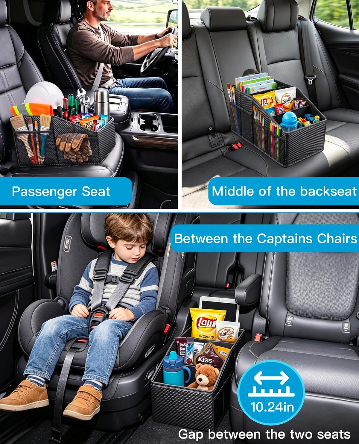 Car Storage Organizer, Reinforced Dividable Car Backseat Organizers