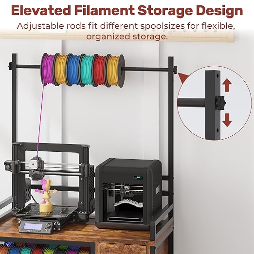 3D Printer Stand with Filament Storage – Tall 66" Heavy Duty Metal 3D Printer
