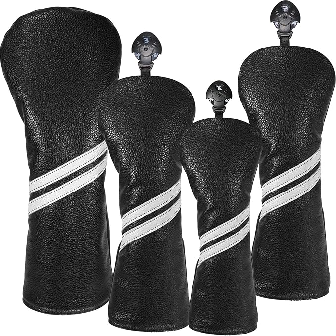 Golf Club Head Covers - 4pcs or 1pc Golf Accessories Club Covers Set for Woods and Driver Fairway Hybrids with Interchangeable Tags