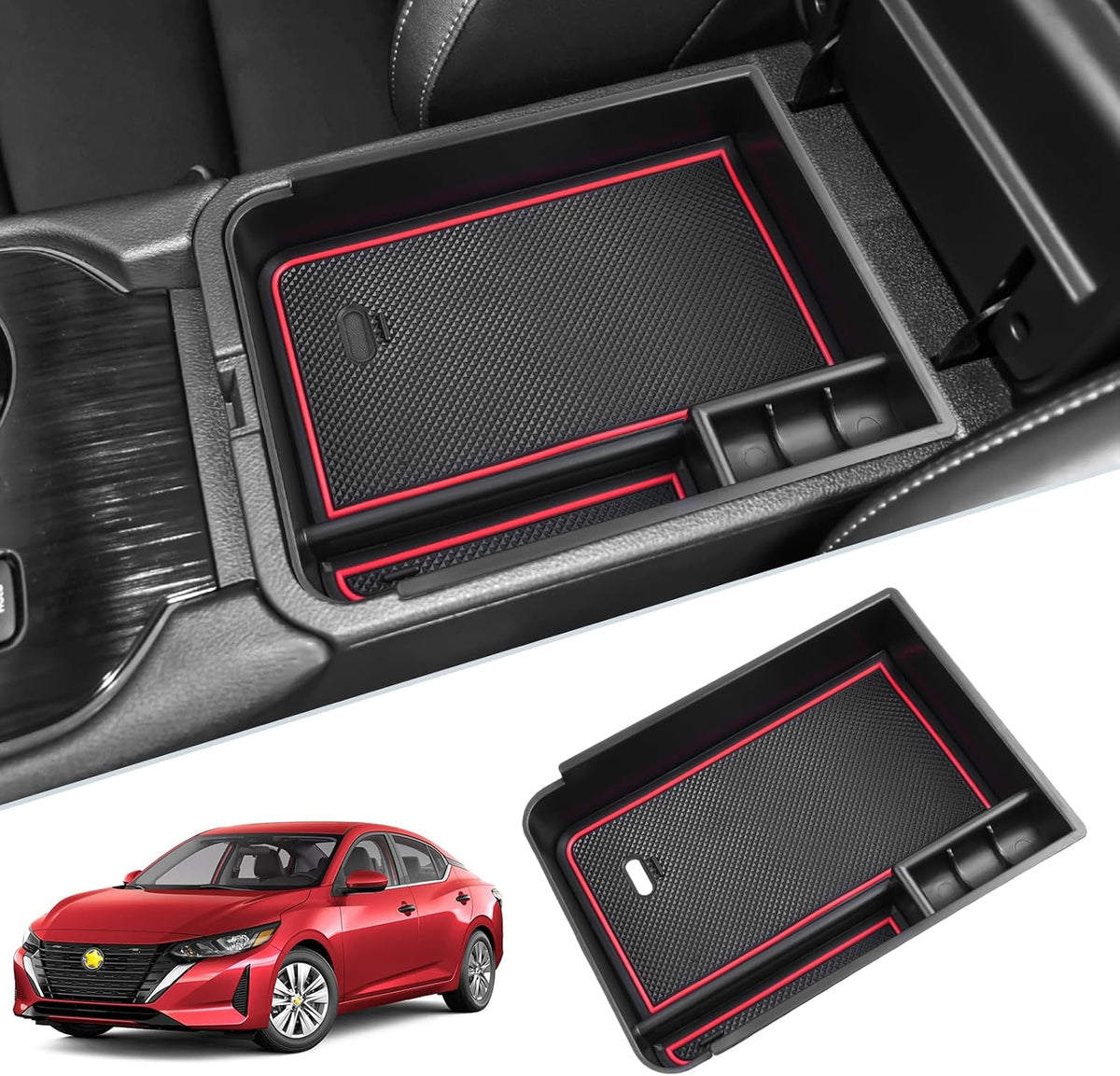 SKTU Nissan Sentra Console Organizer - Center Console Tray with Sunglasses Holder